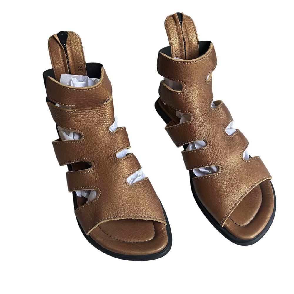 ArcheLN Bronze Golden Leather Gladiator Sandals S 36 Made in France Retail $325